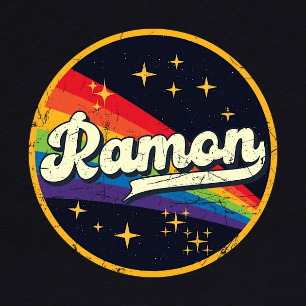 Ramon // Rainbow In Space Vintage Grunge-Style by LMW Art